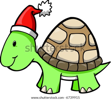 Cute Funny Crawling Turtle Wearing Santas Stock Vector 759543199 ...