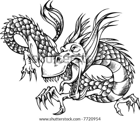 Sketchy Dragon Vector Illustration Stock Vector 7720954 - Shutterstock
