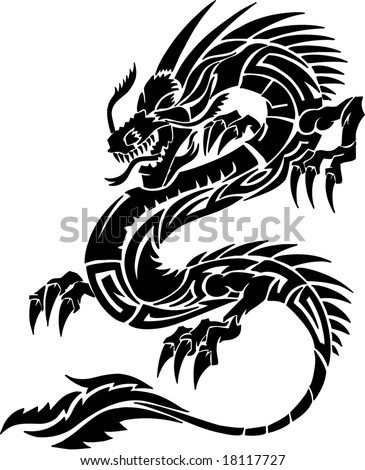 Tribal Tattoo Dragon Vector Illustration Stock Vector ...