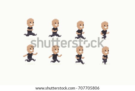 Pixel Art Male Character Run Animation Stock Vector 707705806