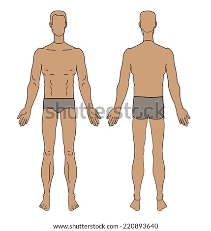 Outline Silhouette Male Body Caucasian Model Stock Vector 467614715 ...