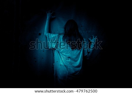 Ghost In Haunted HouseHorror Background For Halloween Concept And Movie Poster Project