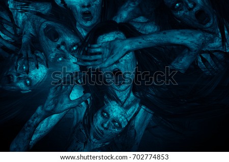 3d illustration of scary ghost woman screaming in hell,Horror background,mixed media 3d illustration of scary ghost woman screaming in hell,Horror background,mixed media