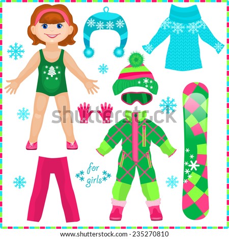 Paper Doll Set Fashionable Clothing Cute Stock Vector 180011456 ...