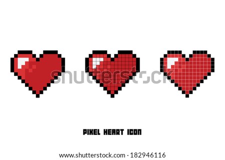 Vector Heart Pixel Icon 스톡 벡터 182946116 - Shutterstock