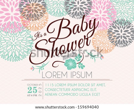 Baby Shower Invitation Card with Flowers