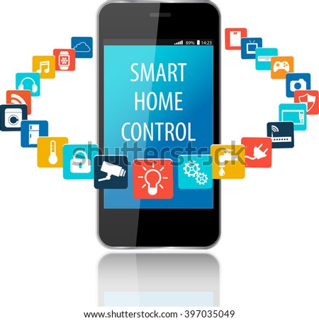 Smartphone Smart House Apps Internet Things Stock Vector (2018 ... Smartphone Smart House Apps Internet Things Stock Vector (2018 ...