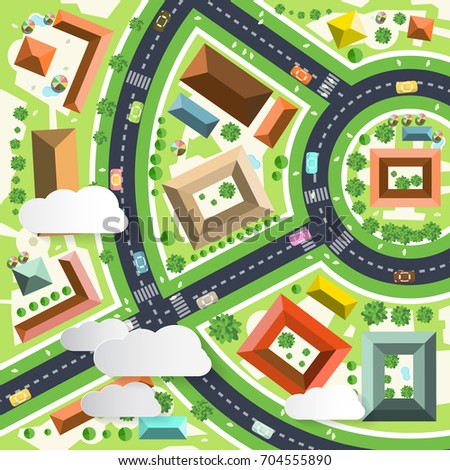 Map Top View Rooftops City Streets Stock Vector 363727991 - Shutterstock