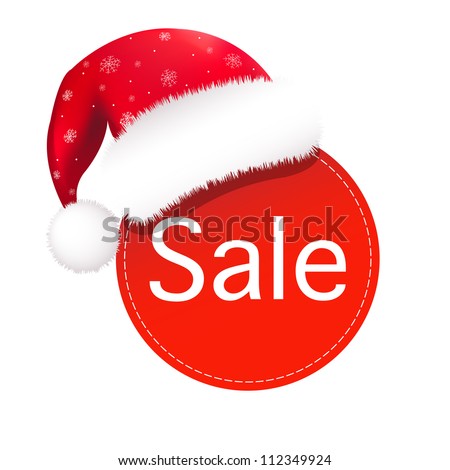 Christmas Speech Bubble With Santa Claus Hat, Vector Illustration