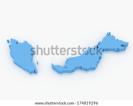 3d Rendering Malaysia Map On White Stock Illustration 