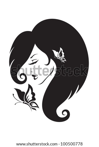 Black White Silhouette Girl Stock Vector 141361168 - Shutterstock