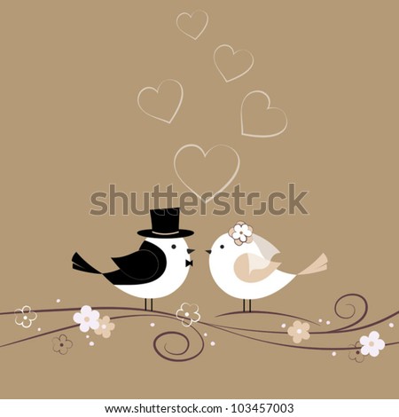 Wedding card with birds