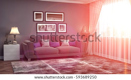 Country Purple Living Room Modern Couch Stock Illustration 72811582