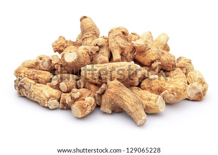 ginseng stack up on a white background