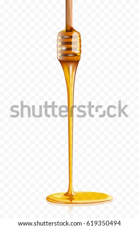 Honey dripping from wooden honey dipper