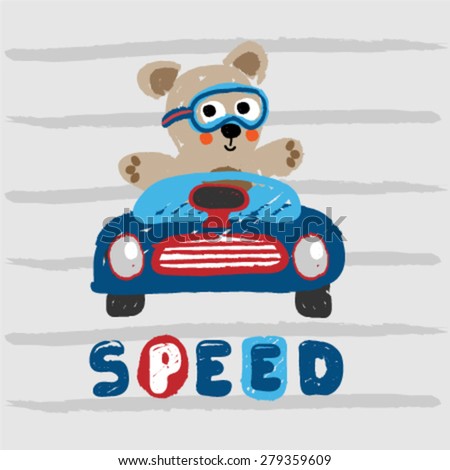 Cute Teddy Bear Racer Artwork Design Vector For Kids Wear And Poster Cute Teddy Bear Racer Artwork Design Vector For Kids Wear And Poster
