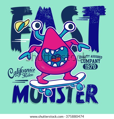 happy pink little monster riding a skateboard artwork design for suppliers buyers and designers - Skateboard Design Ideas happy pink little monster riding a skateboard artwork design for suppliers buyers and designers - Skateboard Design Ideas