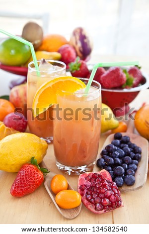 Fresh juice from tropical fruits