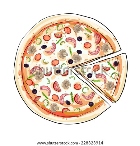 Stock Images similar to ID 59947756 - vector pizza slices on the plate