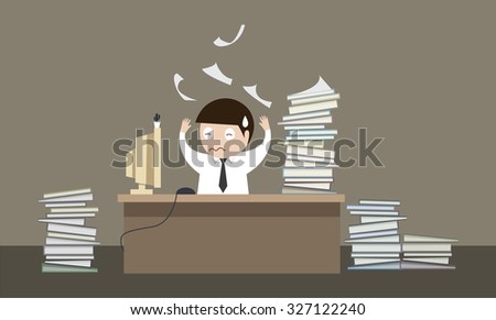 Hard Work Cartoon Businessman Accounting Office Stock Vector 220298302 ...