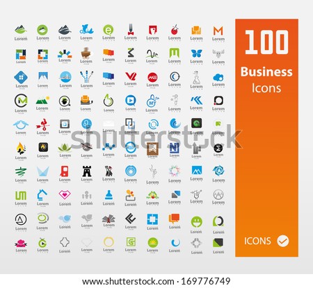 Usable Business Logo Set Set 100 Stock Vector 169776749 - Shutterstock