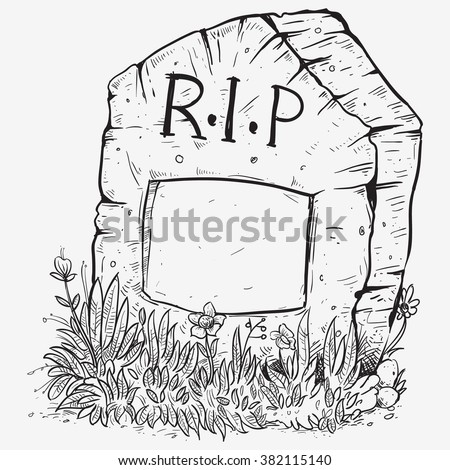 Drawing Tombstone Stock Vector 382115140 - Shutterstock