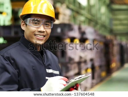Portrait asian engineer smiling look on you camera