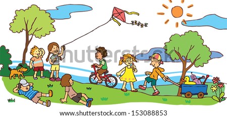 cartoon kids playing