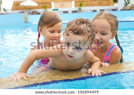 Naked boys girls swimming