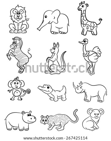 Cartoon Illustration Outline Vector Zebra Stock Photos, Images ...