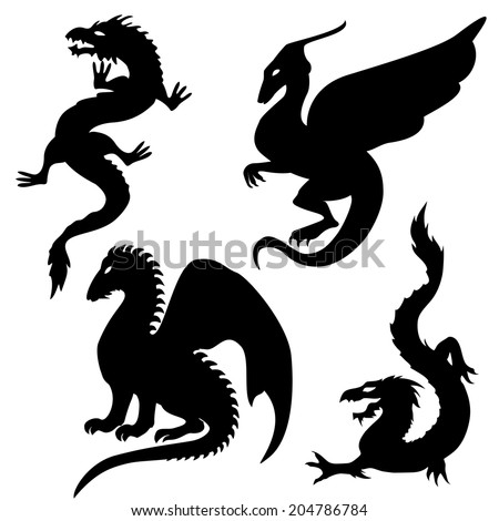 Dragon Silhouette Stock Photos, Royalty-Free Images & Vectors ...