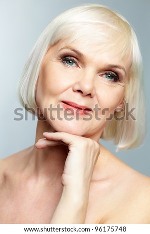 Senior Nude Woman Looking Camera Charming Stock Photo 96175730 ...