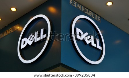 KUALA LUMPUR, MALAYSIA - March 31, 2016. Dell sign display on retail store on shopping mall inside Kuala Lumpur.