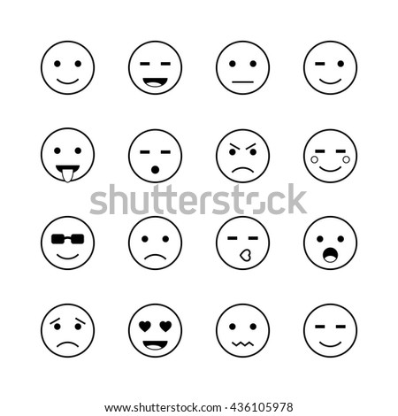 Set Outline Emoji Icons Different Emotional Stock Vector 563564641 ...