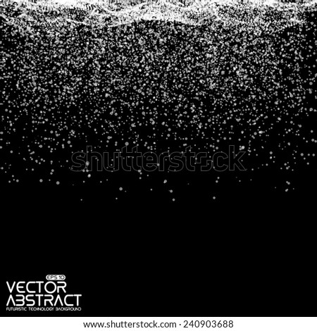Abstract vector bubble background. Falling glowing particles on dark background. Futuristic technology style. Elegant background for business presentations or gift cards.EPS10
