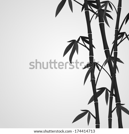 Background with bamboo stems. Ink sketch style