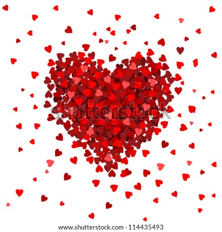 Valentines composition of the hearts. Vector illustration.