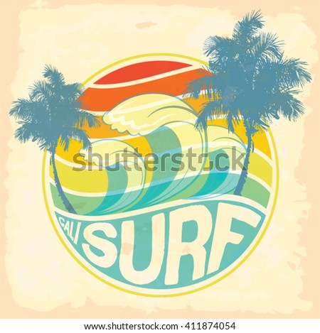 Surf Graphic Tshirt Printing Surfing Design Stock Vector 534121534 ...