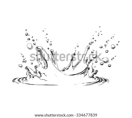 Hand Drawn Water Splash Vector Illustration Stock Vector 334677839