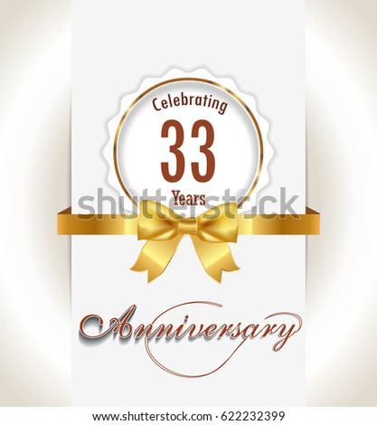 33rd Anniversary Background 33 Years Celebration Stock Vector 622232399 ...