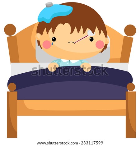 Sick Boy Bed Stock Vector 233117599 - Shutterstock