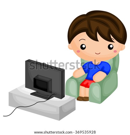 Illustration Young Boy Watching Television On Stock Vector 132799316 ...