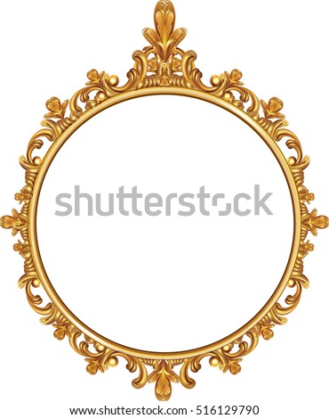 stock vector round photo frame metal gold interi pattern vector 516129790