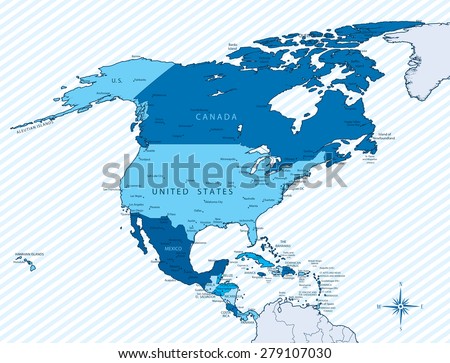 vector illustration north america map countries stock vector north america map color