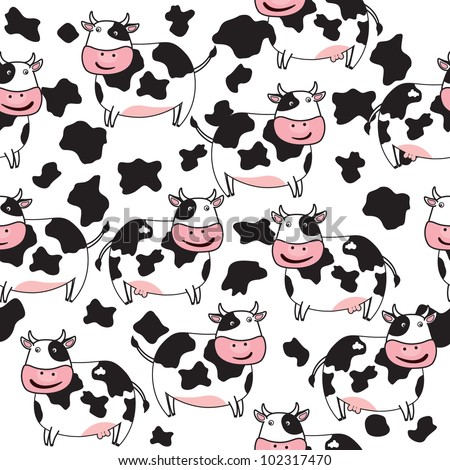 Seamless Pattern Cute Cow Stock Vector 102317470 - Shutterstock