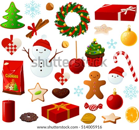 vector illustration various christmas items stock vector vector illustration various christmas items stock vector