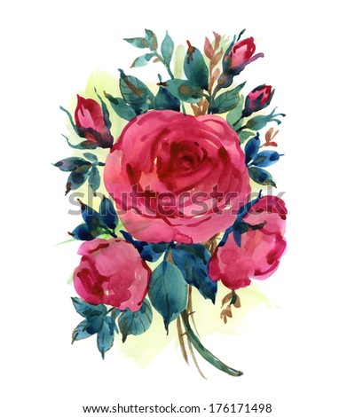 Bouquet Roses Watercolor Can Be Used Stock Vector 331088978 - Shutterstock
