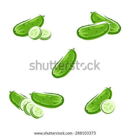 Cucumbers set. Vector