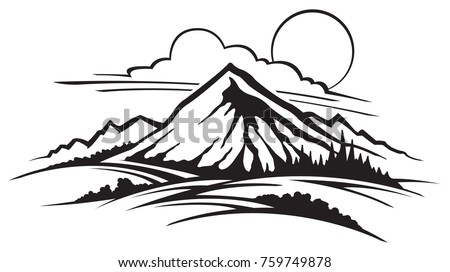 Vector Illustration Hand Drawn Mountains Sketch Stock Vector 551050942