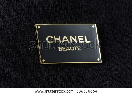 MOSCOW, RUSSIA - NOVEMBER 07 , 2015: Photo Chanel Logo at cosmetic bag.